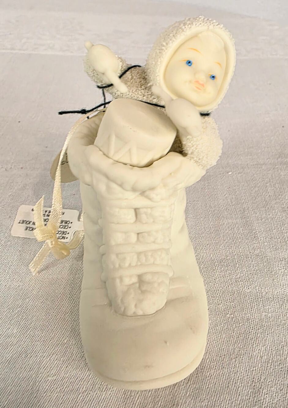 Vtg Dept. 56 NOS NIB Snowbabies Five Six a Drum w/Sticks Bisque Ornament 3 1/2"